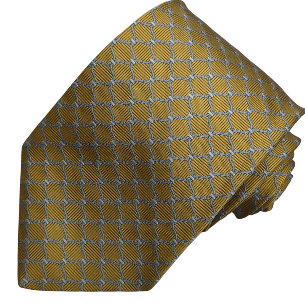 Vintage Brooks Brothers 346 Men's‎ Tie Olive/Gold Silver Chainlink Silk Necktie